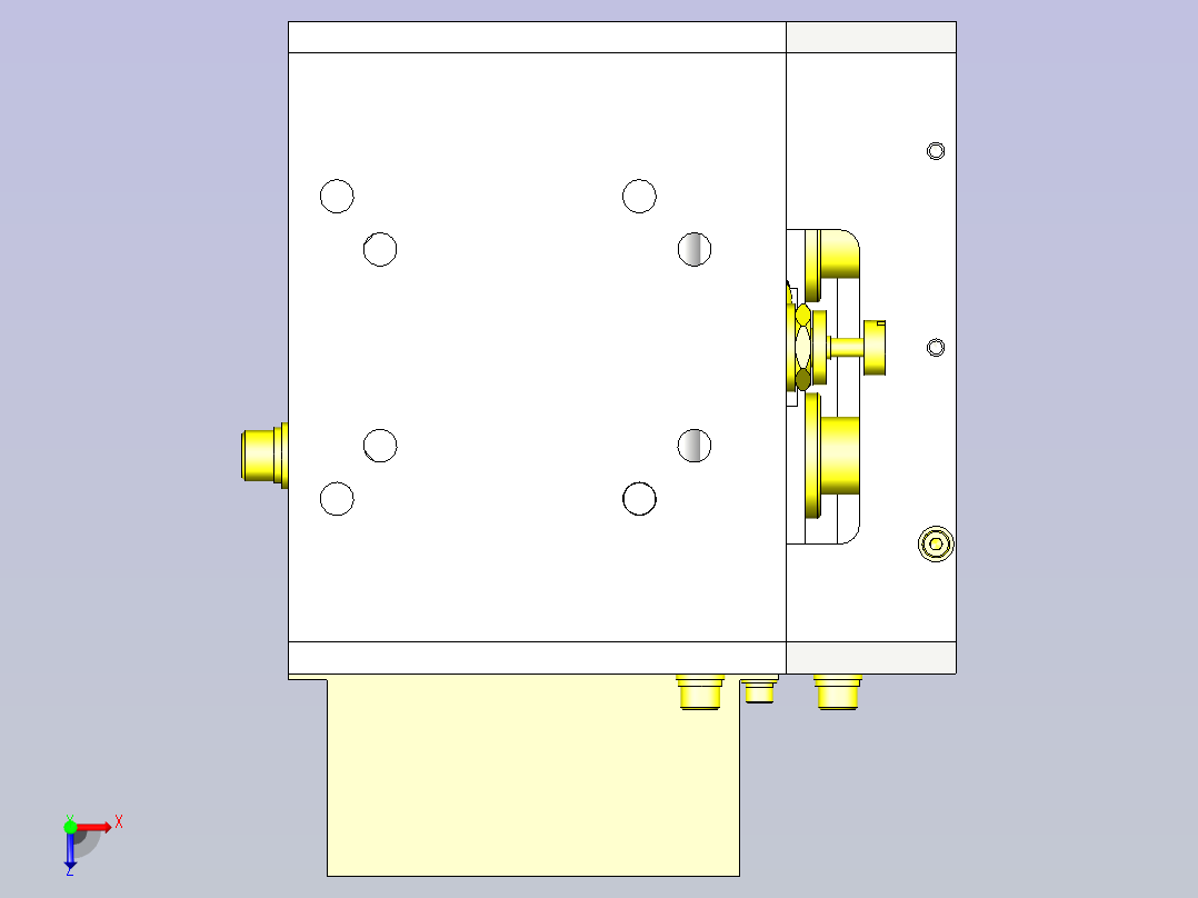 一款圆柱形工件夹紧机械手3D模型俯视图