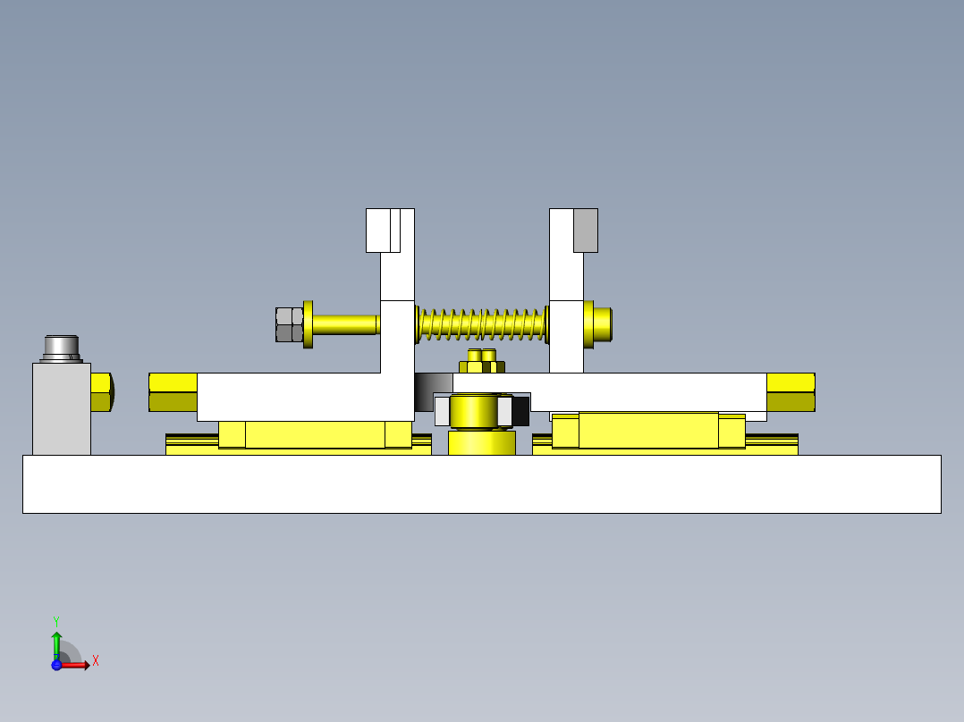 基于连杆构造的内径夹紧、松开机构前视图