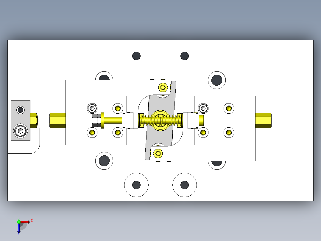 基于连杆构造的内径夹紧、松开机构俯视图