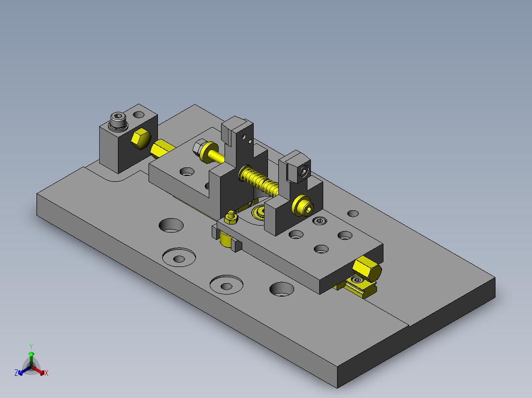 基于连杆构造的内径夹紧、松开机构正等轴测图