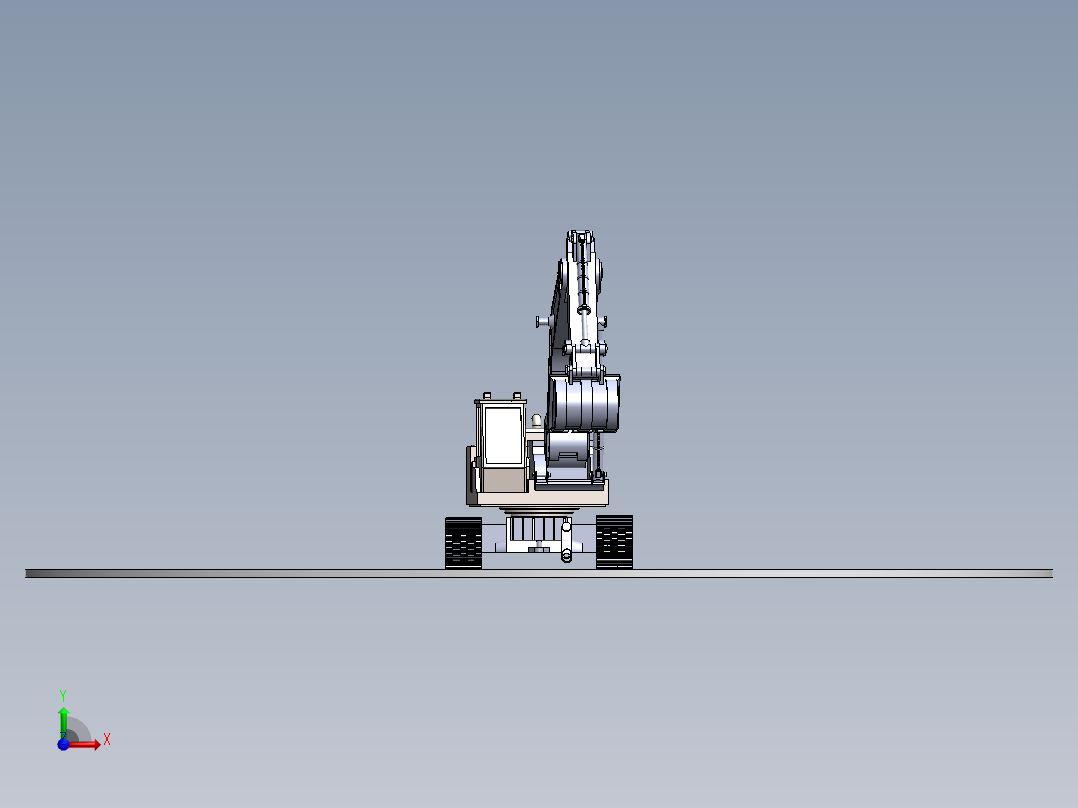 挖掘机（包含零件和装配体） 3D模型前视图