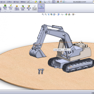 挖掘机（包含零件和装配体） 3D模型缩略图
