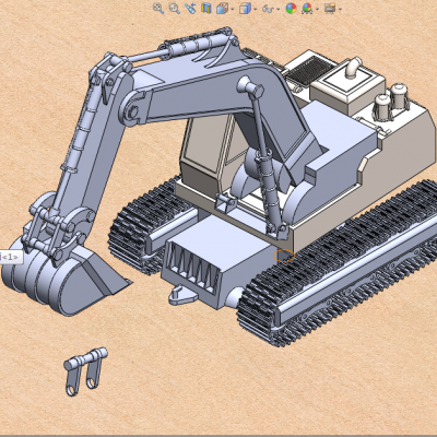 挖掘机（包含零件和装配体） 3D模型缩略图