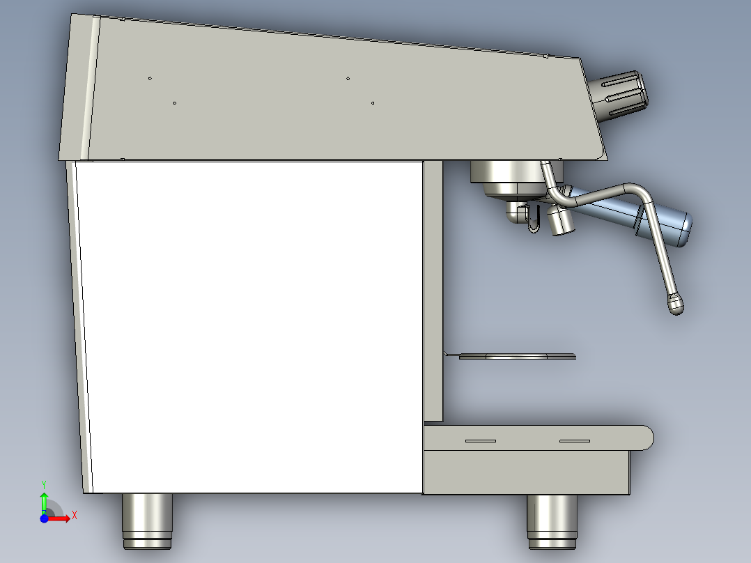 意大利式专业咖啡机全套（3DcadSTP）3D模型前视图