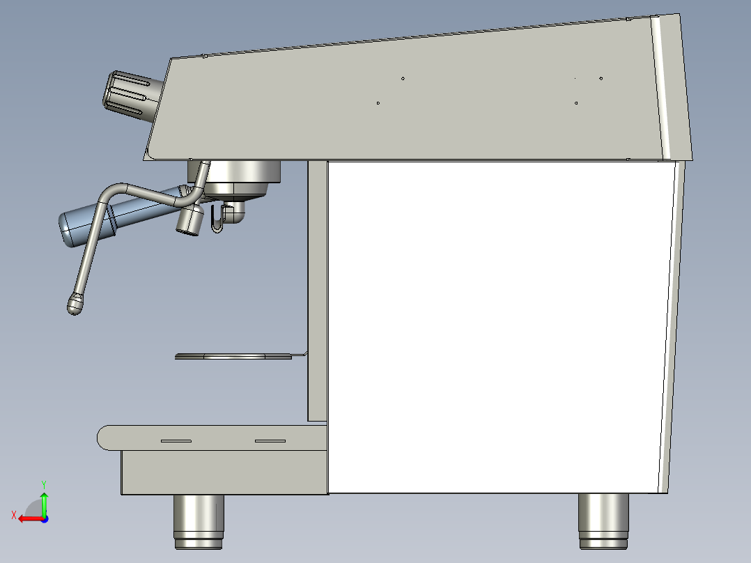 意大利式专业咖啡机全套（3DcadSTP）3D模型后视图