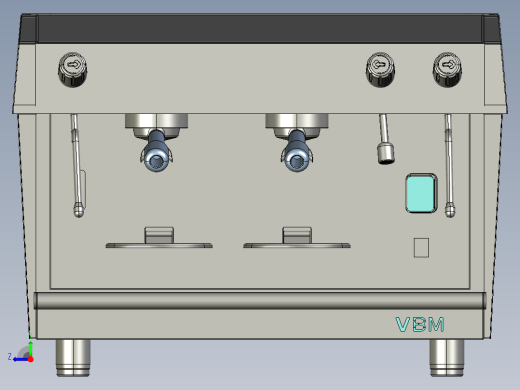 意大利式专业咖啡机全套（3DcadSTP）3D模型右视缩略图