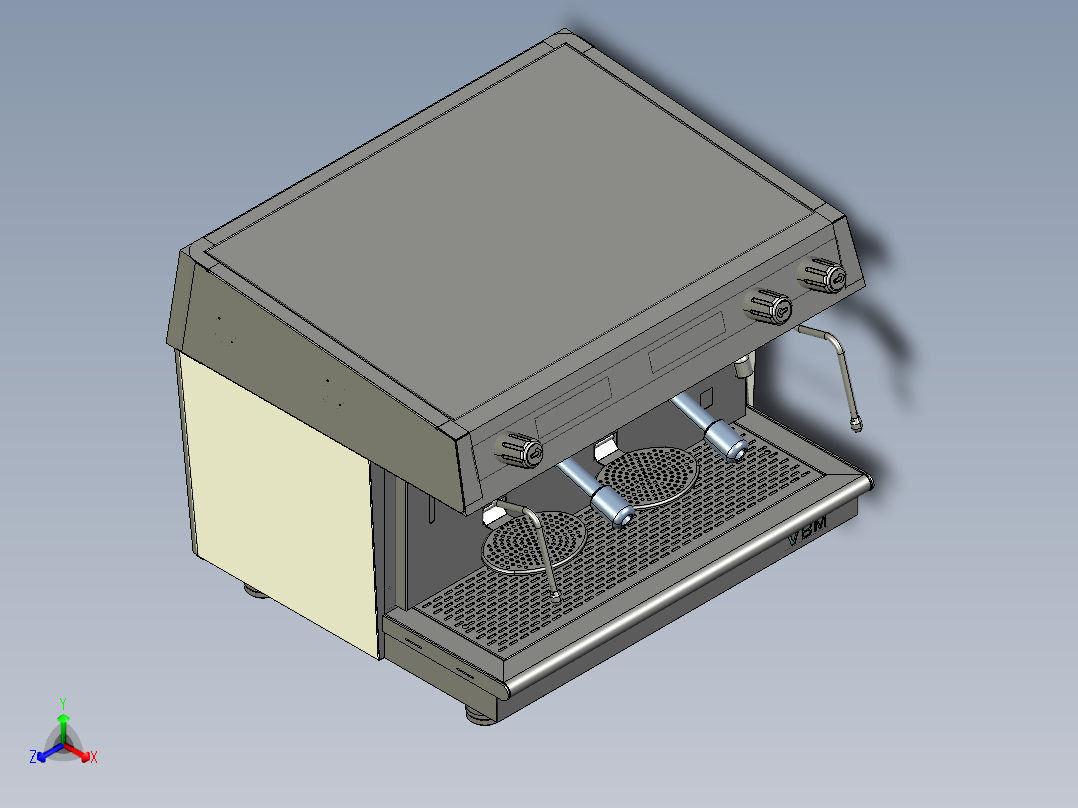意大利式专业咖啡机全套（3DcadSTP）3D模型正等轴测图