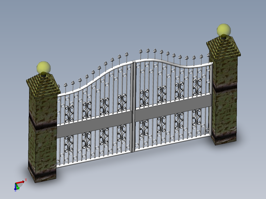 Solidworks雕花大门模型