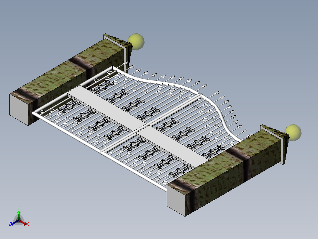 Solidworks雕花大门模型正等轴测图