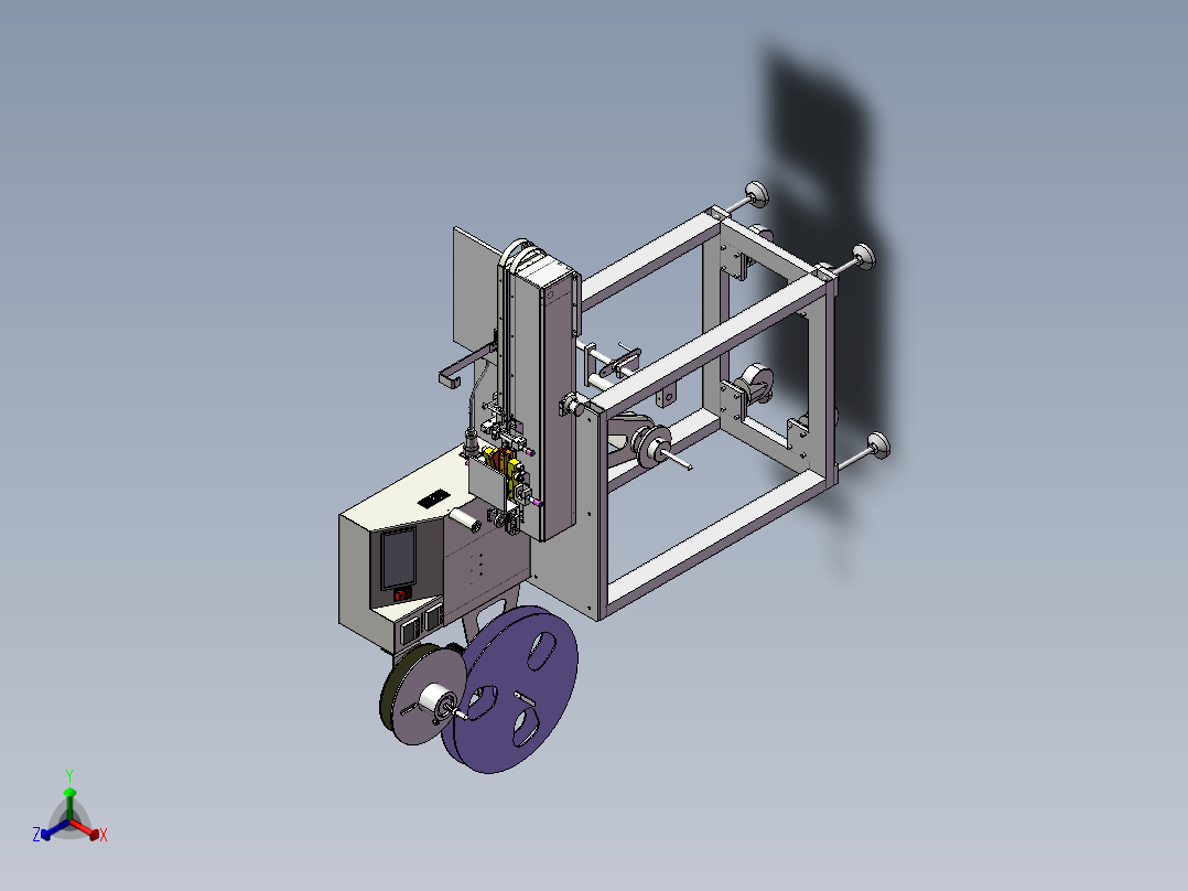半自动包装编带机器设备正等轴测图