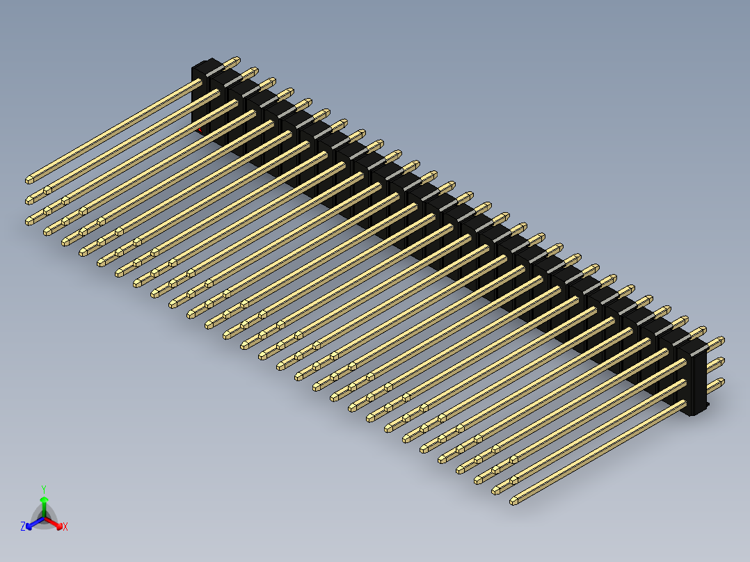 彩色公头100mil（2.54mm）系列-DS1021_black_3x28p_100mil_Type43_rev1.0主视图