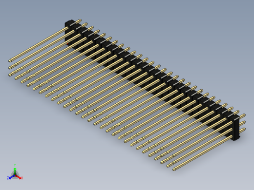 彩色公头100mil（2.54mm）系列-DS1021_black_3x28p_100mil_Type43_rev1.0正等轴测缩略图