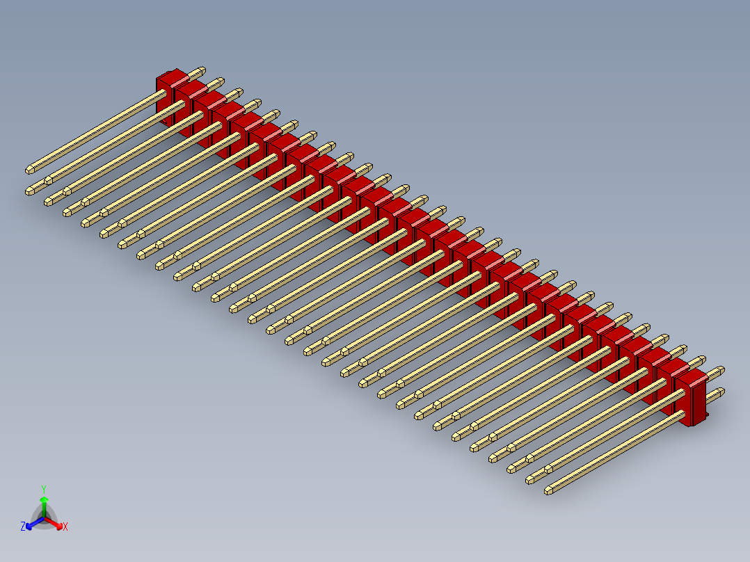 彩色公头100mil（2.54mm）系列-DS1021_red_2x29p_100mil_Type19_rev1.0主视图