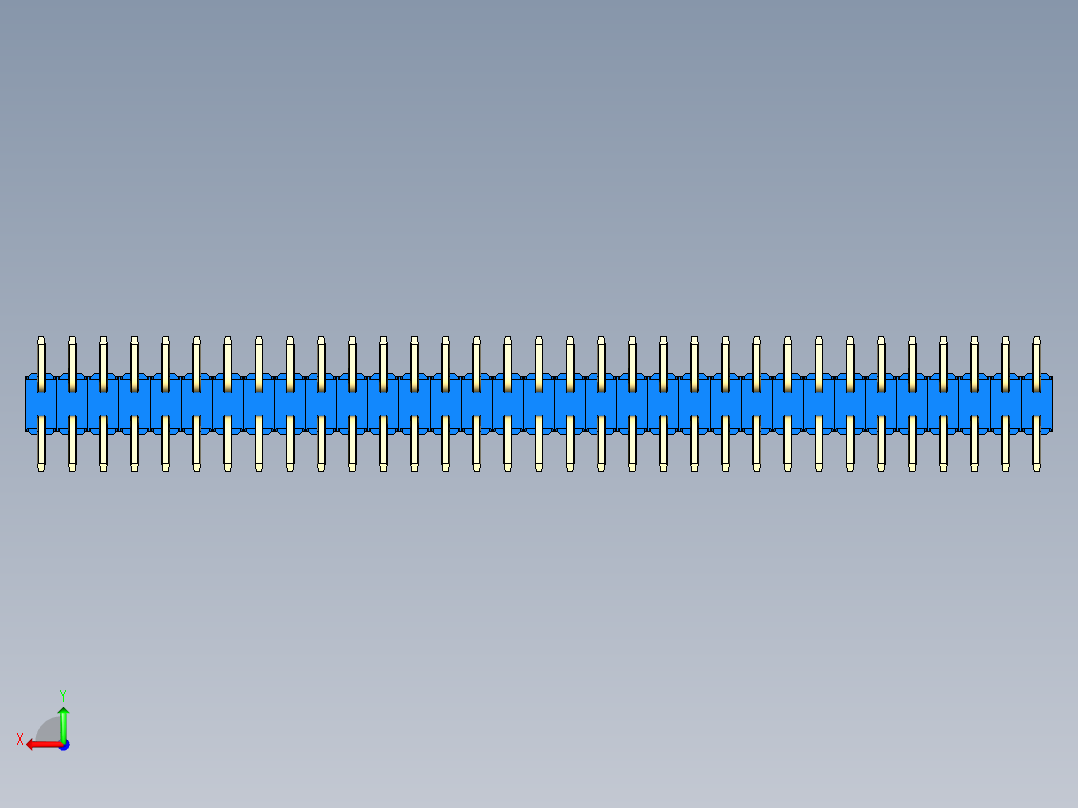 彩色公排针 100mil 2.54mm 系列-DS1022_blue_66p_100mil_TypeSMT_rev1.0后视图