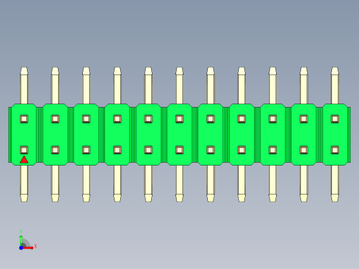 彩色公排针 100mil 2.54mm 系列-DS1022_green_22p_100mil_TypeSMT_rev1.0前视缩略图
