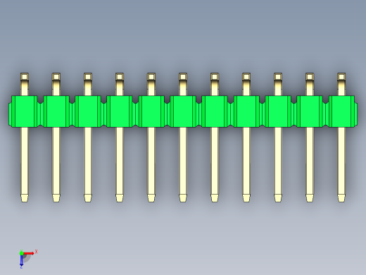 彩色公排针 100mil 2.54mm 系列-DS1022_green_22p_100mil_TypeSMT_rev1.0俯视缩略图