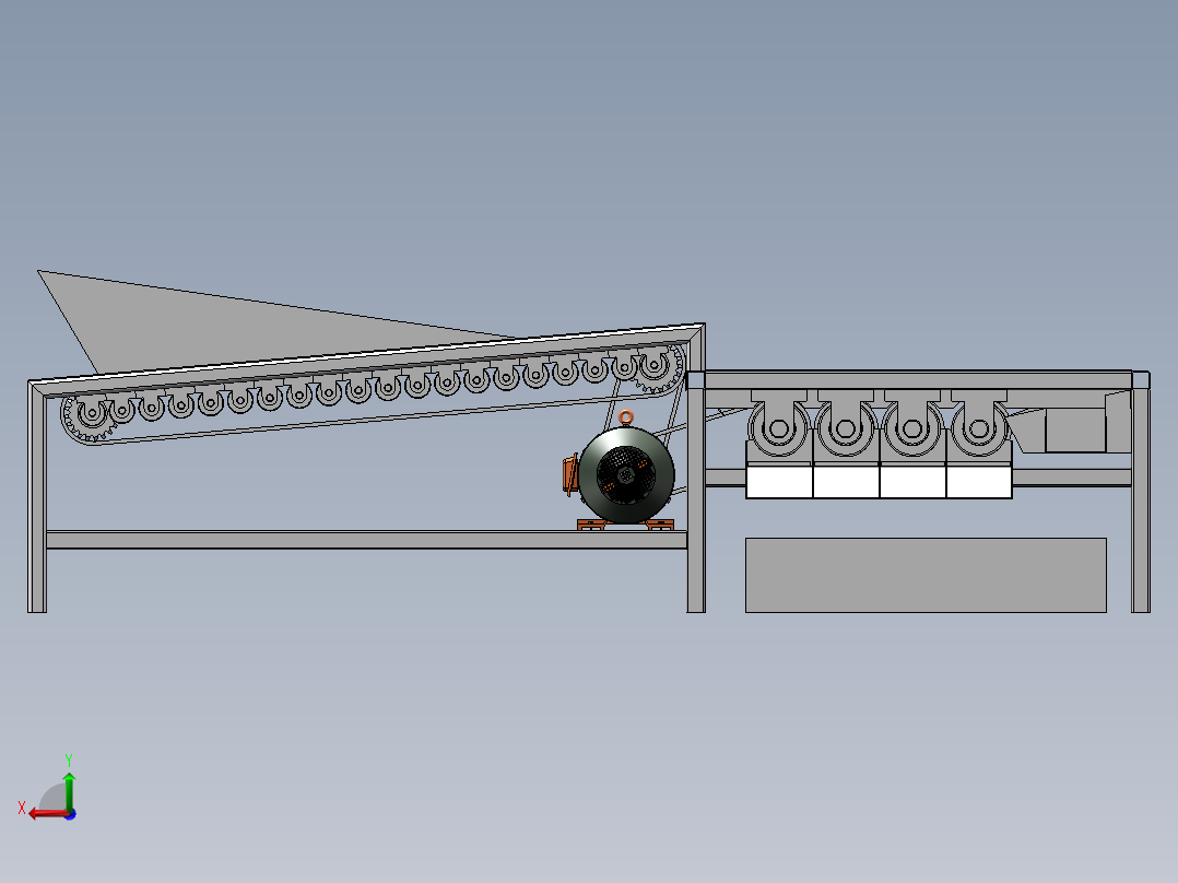 橘子分选机三维SW模型（滚筒分级机）后视图