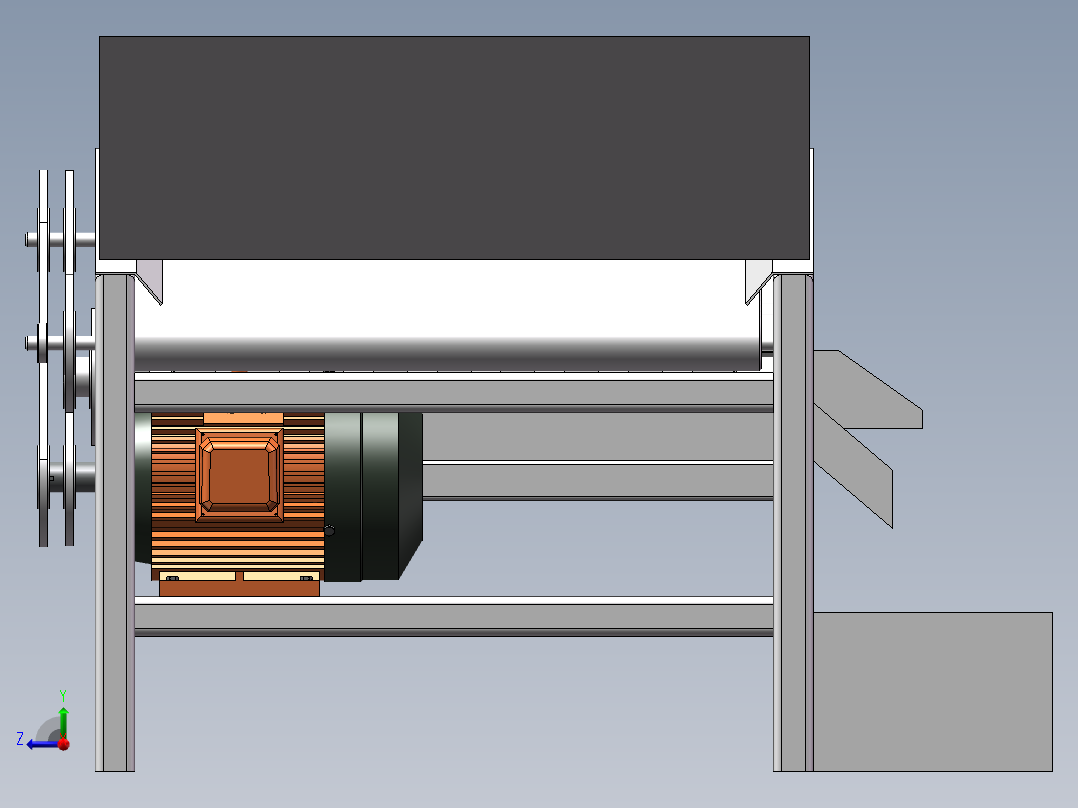 橘子分选机三维SW模型（滚筒分级机）右视图