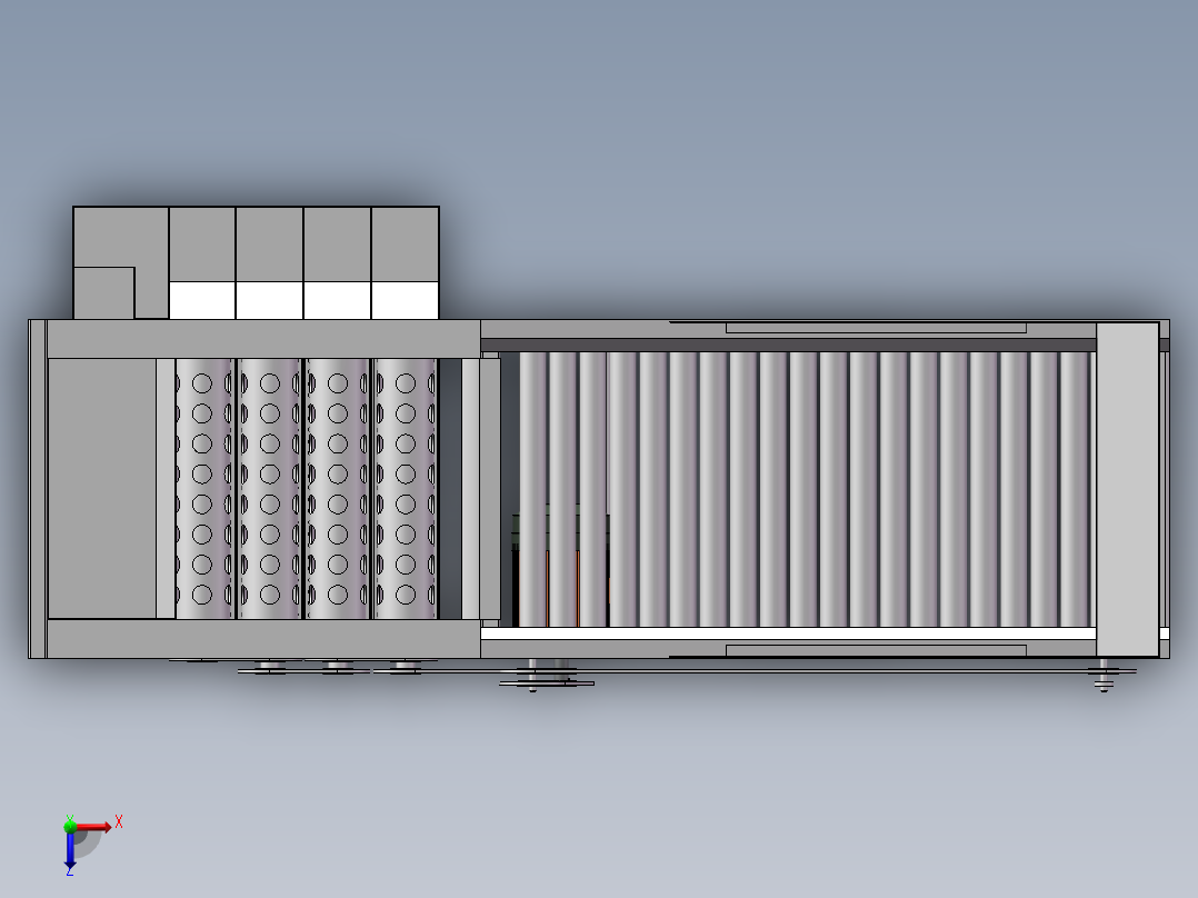 橘子分选机三维SW模型（滚筒分级机）俯视图