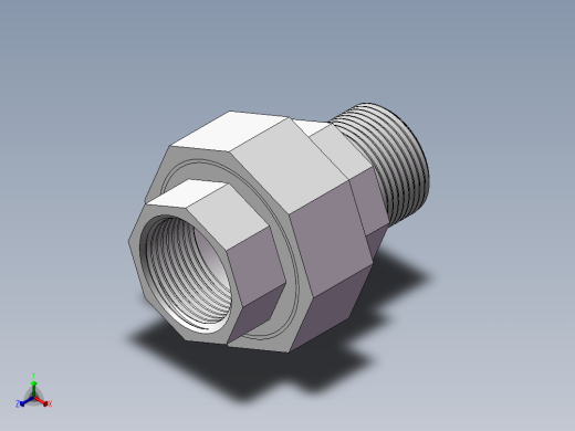 活接-等径内外丝直通 DN20正等轴测缩略图