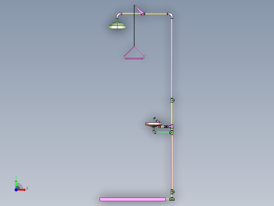 淋浴洗眼站前视图