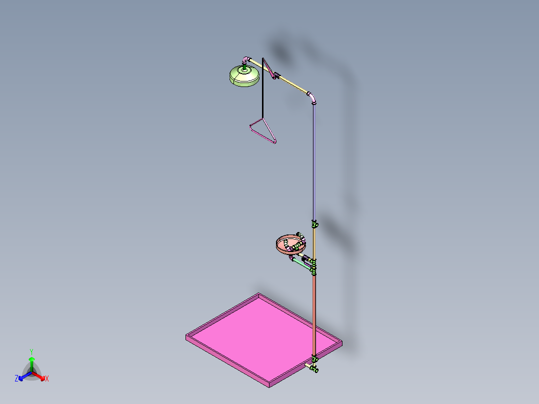 淋浴洗眼站正等轴测图