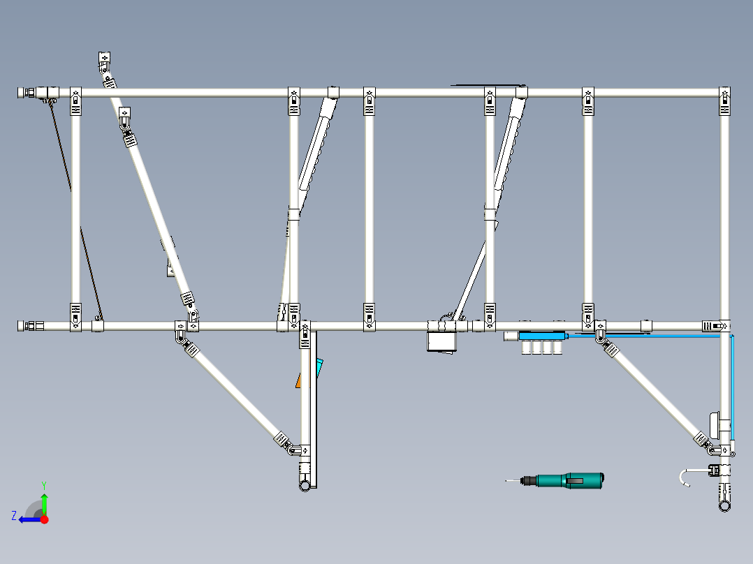 单工位精益生产架右视图