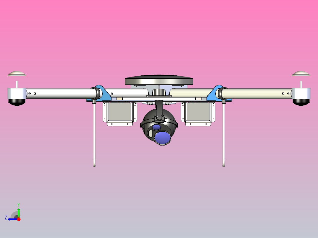 DMC-20四轴无人机结构3D图纸 STEP格式右视图