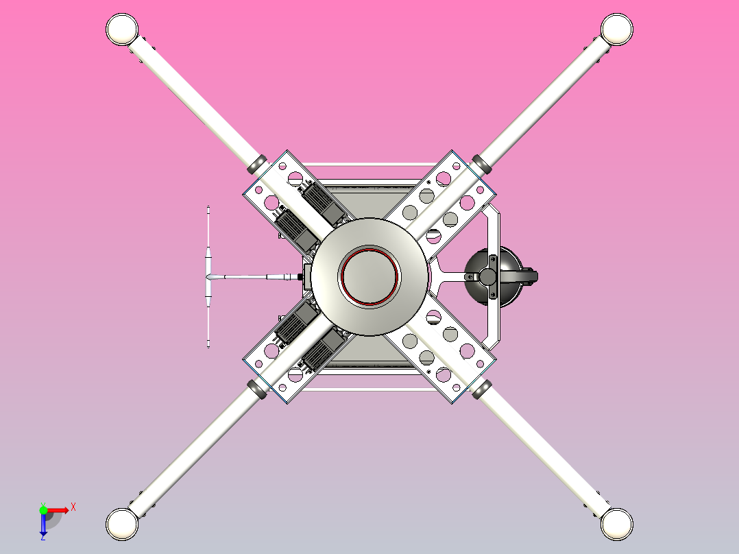 DMC-20四轴无人机结构3D图纸 STEP格式俯视图
