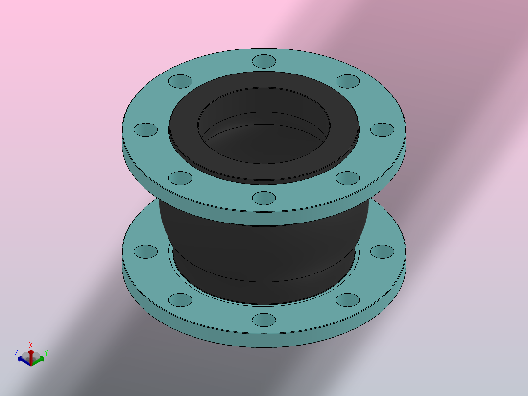 KXT型可曲挠橡胶接头[KXT-DN100]正等轴测图