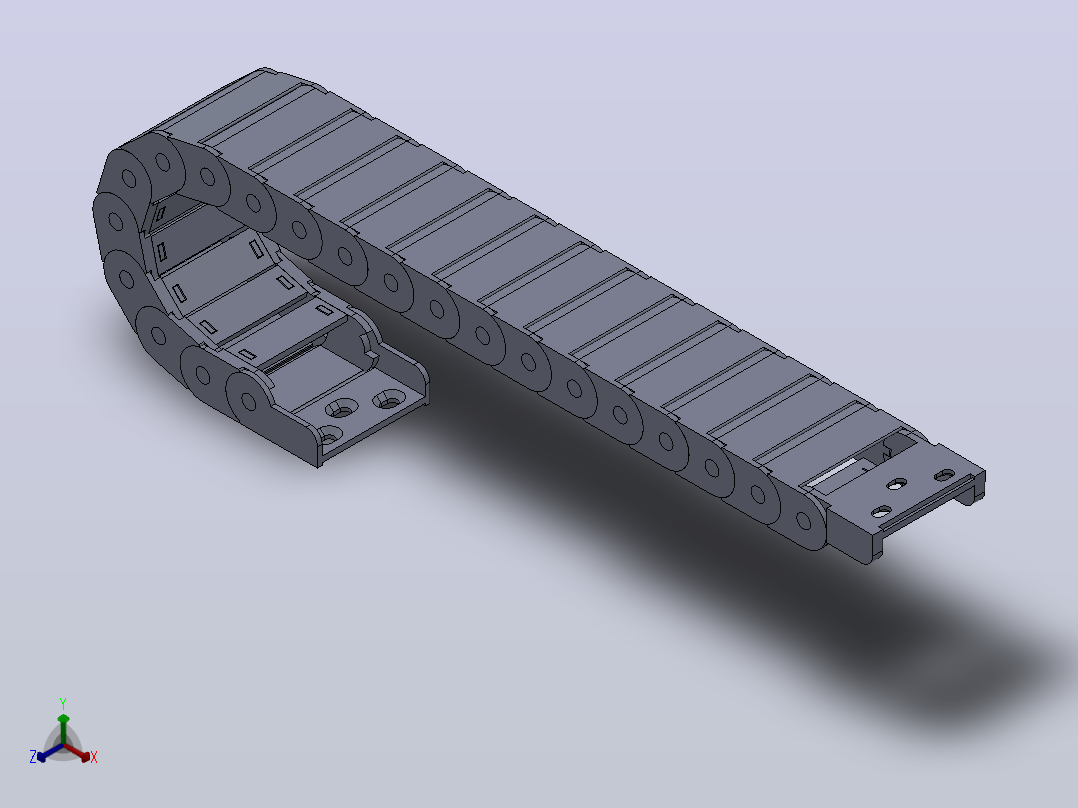 内高15内侧打开型TA半封闭式拖链[DSL15HTA-15-40-R38-20-A1]正等轴测图