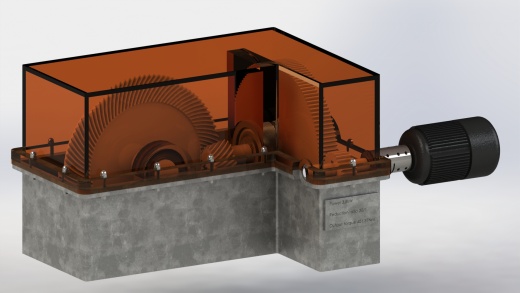 二级圆柱直齿轮与锥齿轮组合减速箱3D图纸 Solidworks设计缩略图