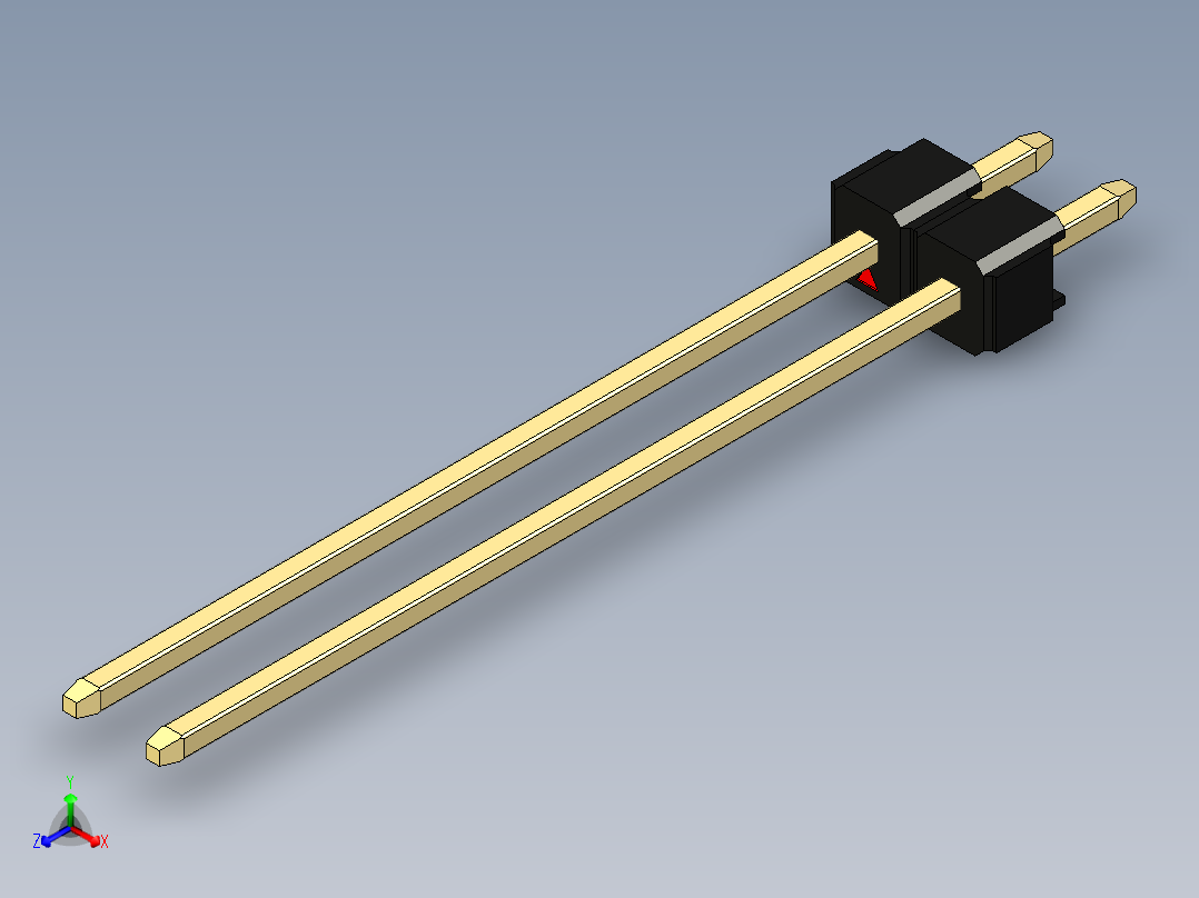 彩色公头100mil（2.54mm）系列-DS1021_black_1x02p_100mil_Type43_rev1.0主视图