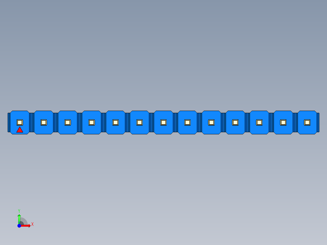 彩色公头100mil（2.54mm）系列-DS1021_blue_1x13p_100mil_Type43_rev1.0前视图
