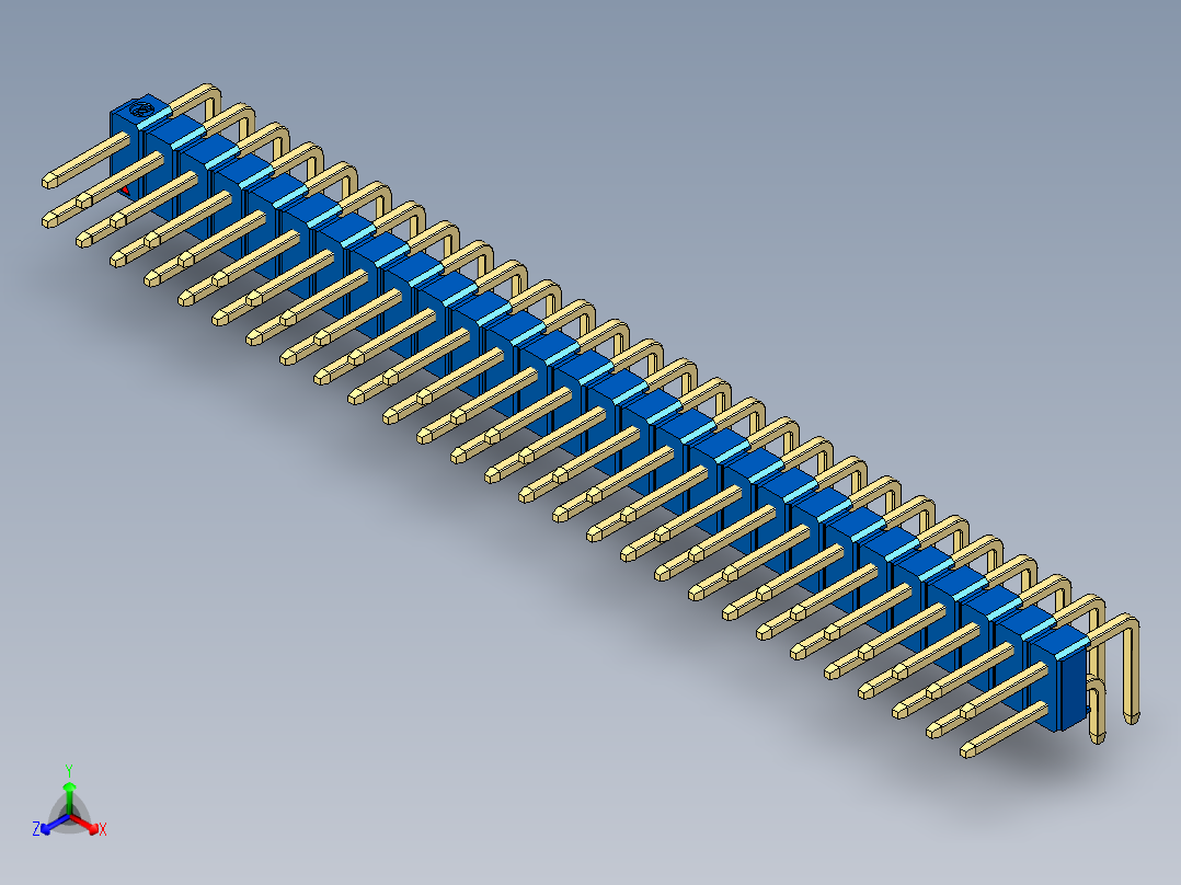 彩色公排针 100mil 2.54mm 系列-DS1022_blue_2x28p_100mil_TypeD_rev1.0主视图