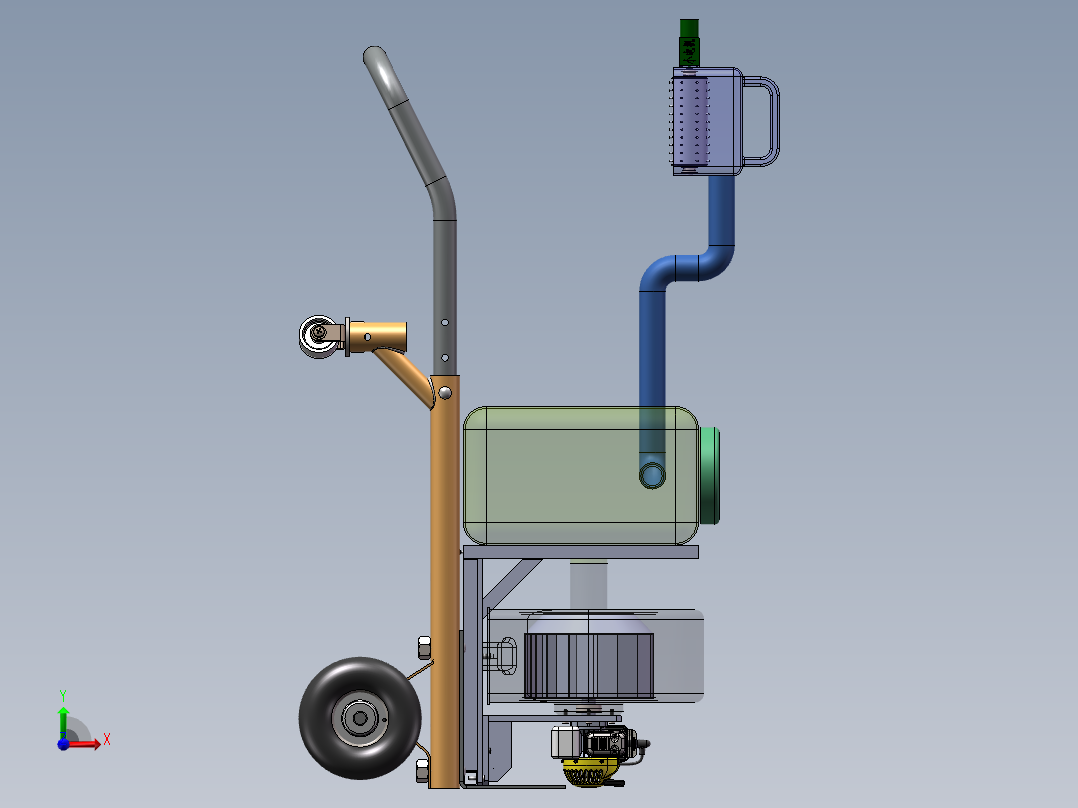 金银花采摘机三维与二维设计前视图