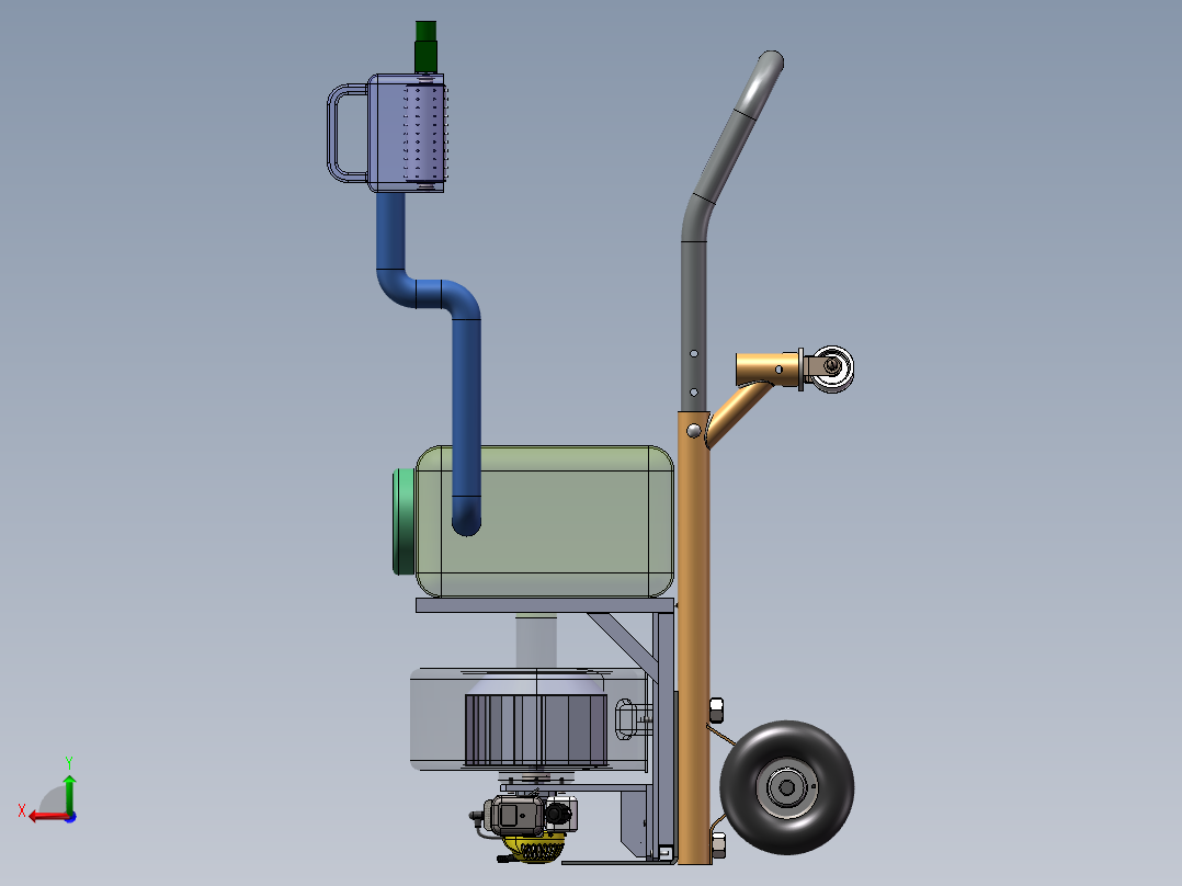 金银花采摘机三维与二维设计后视图