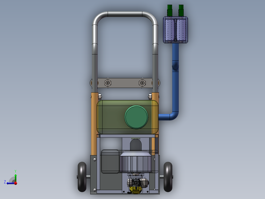 金银花采摘机三维与二维设计右视图