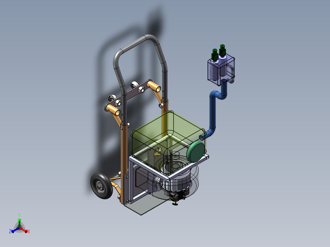 金银花采摘机三维与二维设计正等轴测图