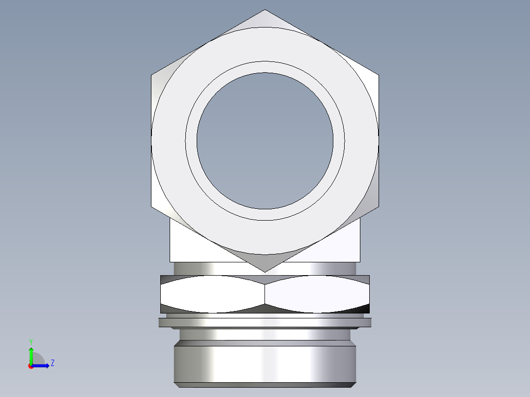 卡套式工业通用硬管接头EO_Adjustable_locknut_branch_tee_TEE42LMCF左视图