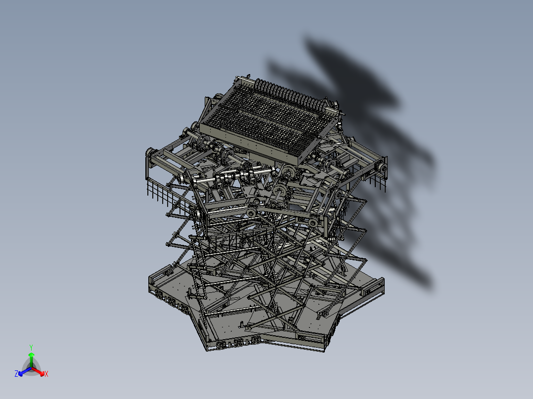 升降气动烘烤装置正等轴测图