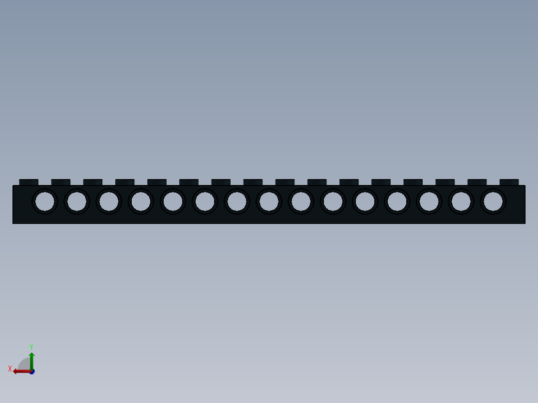 乐高机械组积木（横梁）-370326 Black Technic Brick 1 x 16 with Holes后视图