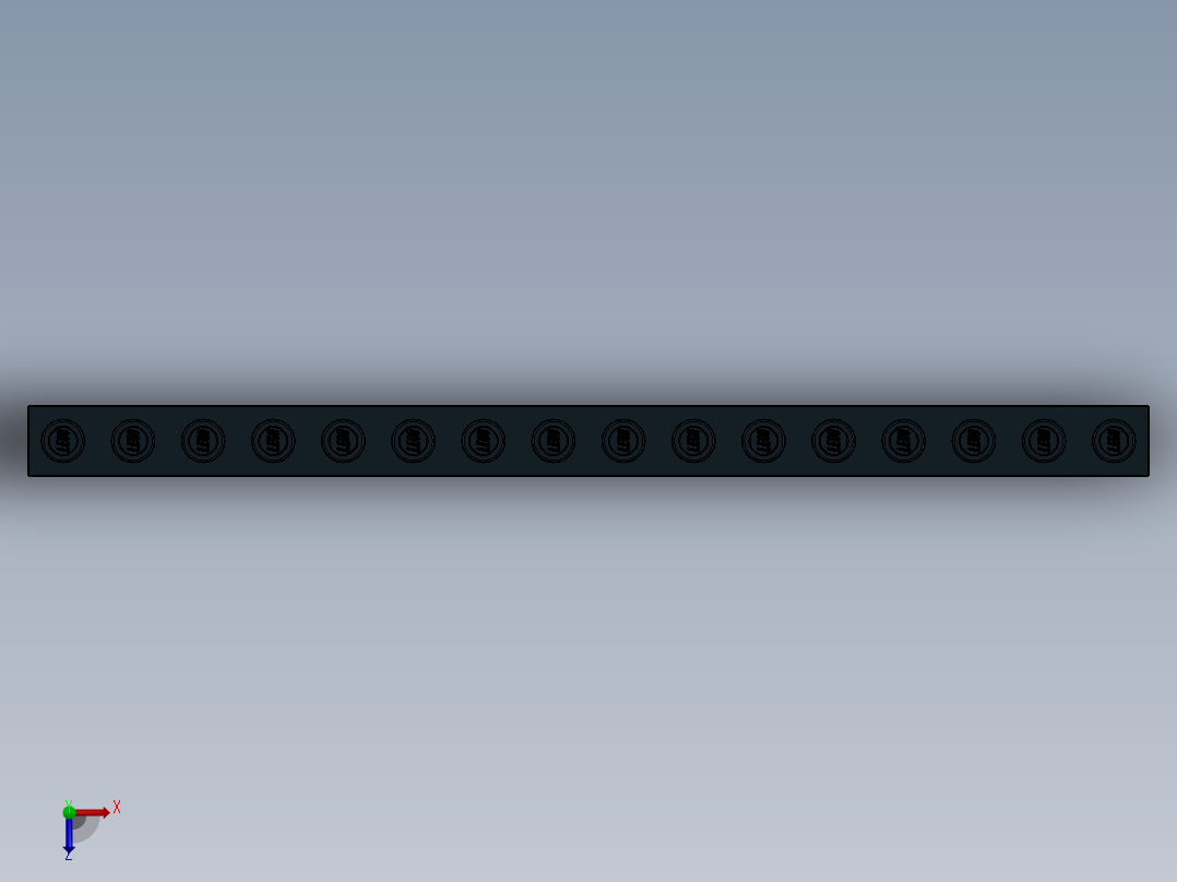 乐高机械组积木（横梁）-370326 Black Technic Brick 1 x 16 with Holes俯视图