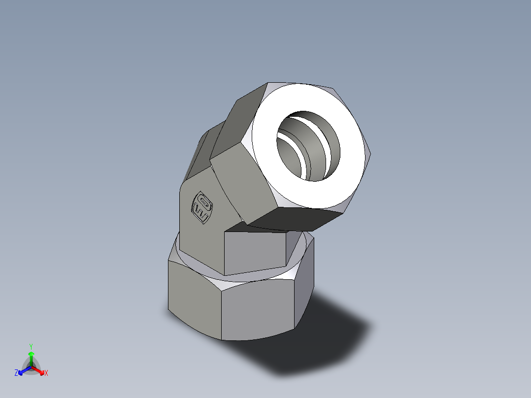卡套式工业通用硬管接头EO_Swivel_nut_45_deg_elbow_EV18ZL71主视图