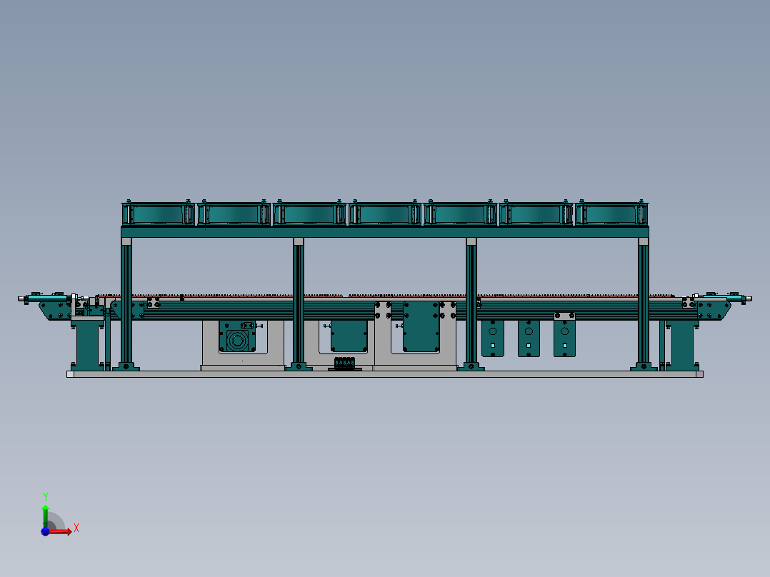 冷却吹风输送机构前视图