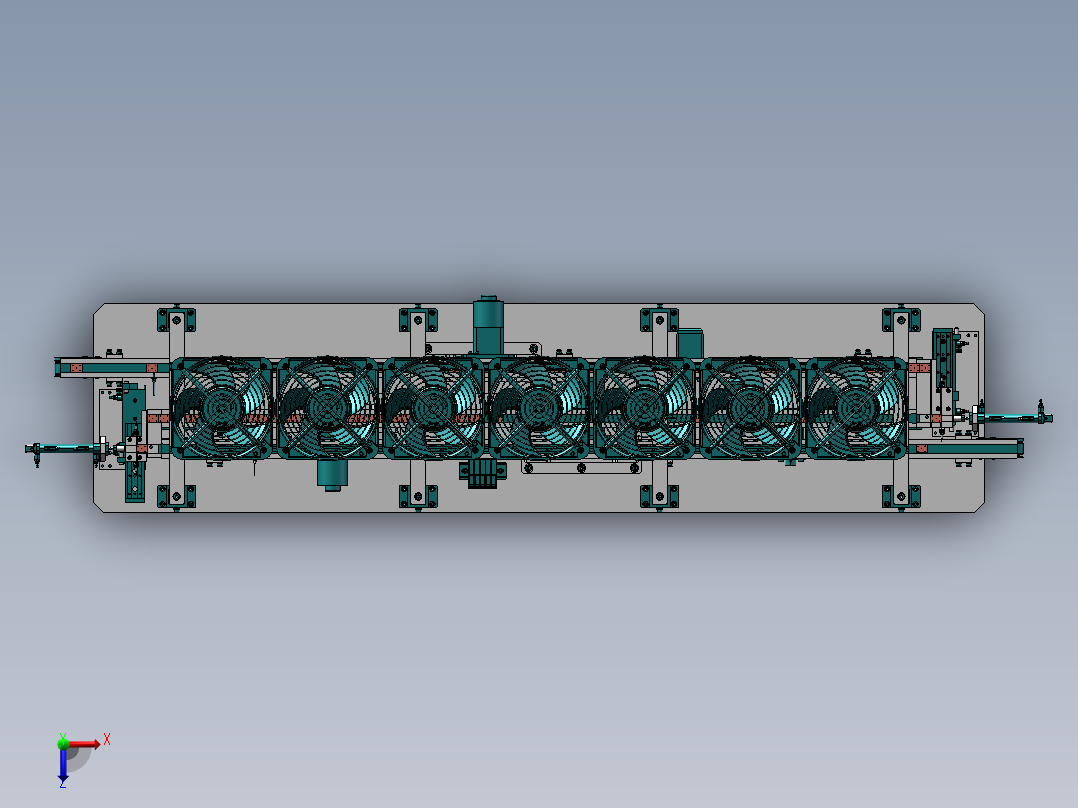 冷却吹风输送机构俯视图