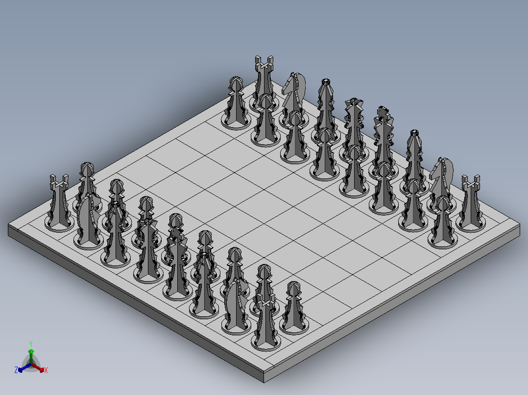 激光下料拼图国际象棋全格式CAD-SolidWorks-X_T和stl格式