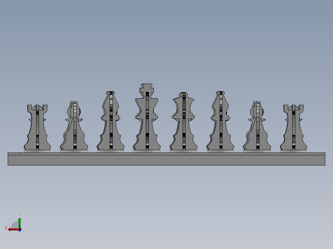 激光下料拼图国际象棋全格式CAD-SolidWorks-X_T和stl格式后视图