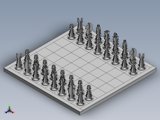激光下料拼图国际象棋全格式CAD-SolidWorks-X_T和stl格式正等轴测缩略图