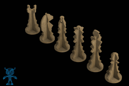 激光下料拼图国际象棋全格式CAD-SolidWorks-X_T和stl格式缩略图